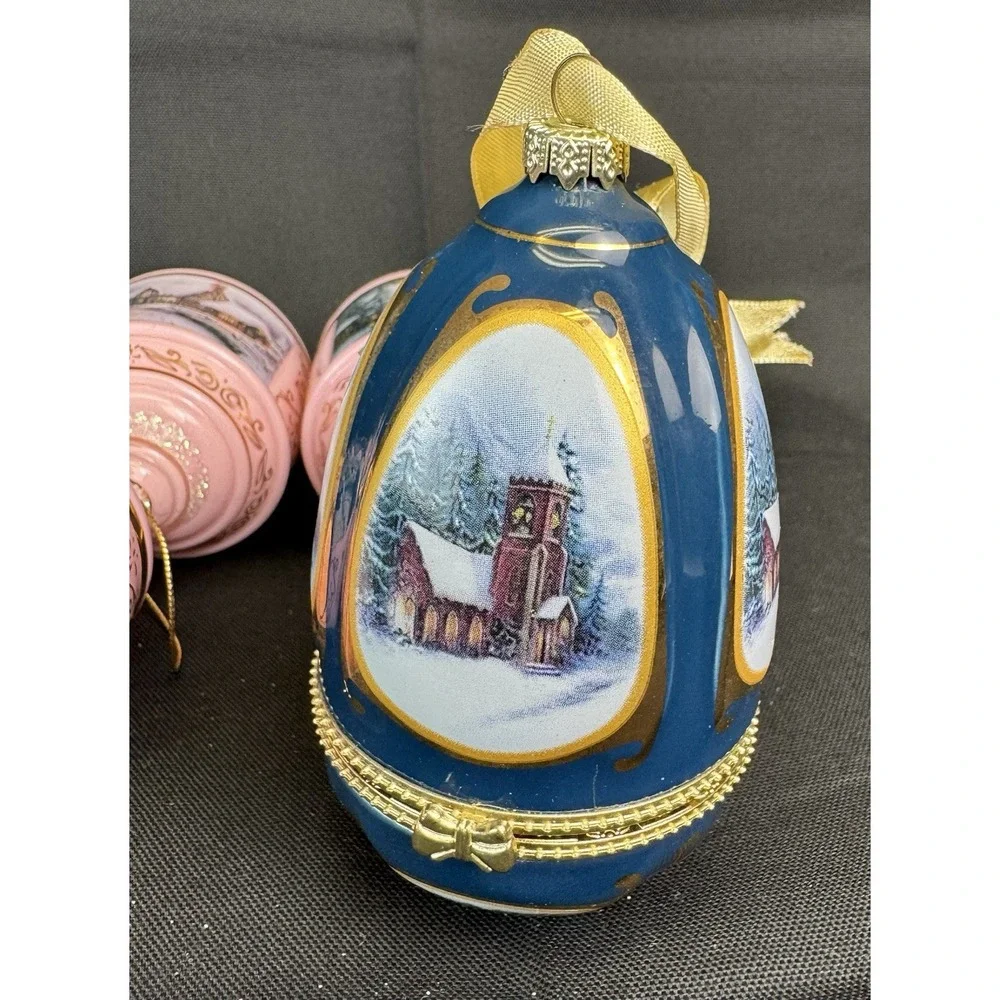 Thomas Kinkade Christmas Heirloom Glass Ornaments - Collection of 11 New W/ Tags